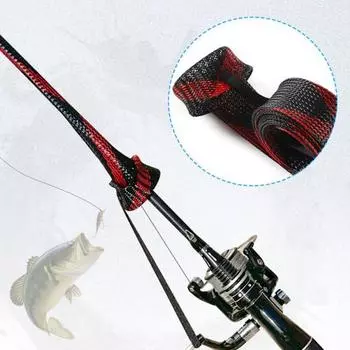 2 шт., 3 см x 170 см, рукав для удочки со шнурком, эластичная дышащая сетка из ПЭТ, легкая складная защита для удочки, аксессуары для рыбалки 2pcs жёлтый/чёрный