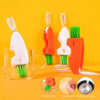 2 шт. 3 в 1 набор щеток для чистки крышек чашек компактный дизайн многофункциональный мини-щетка детские бутылочки портативный очиститель белый