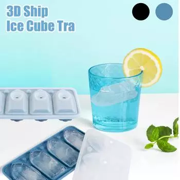 2 шт. 3D форма для льда, 4 отверстия, 3D форма для льда с воронкой, силиконовый лоток для 3D льда, многоразовый 3D форма для льда в форме корабля с крышкой, легкий