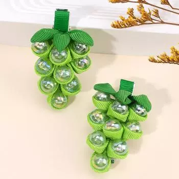 2 шт. 3D Имитация Винограда Заколки для Волос Лазерные Фруктовые Заколки Милая Заколка для Девочек Детей Модный Корейский Стиль Уникальные Аксессуары