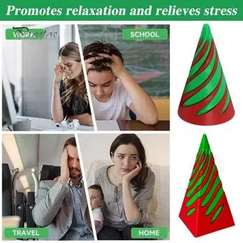2 шт. 3D-печатная спиральная конусная игрушка, невозможная пирамида, сквозная скульптура, вихревая нить, иллюзия, снятие стресса, для детей и взрослых, мини-спиральная конусная игрушка-фиджет зелёный