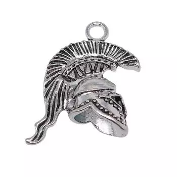 2 шт. 3D Ретро шлем римского солдата, подвески, подвески, античное серебро, цвет цинкового сплава, 36X28X14 мм