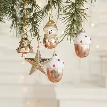 2 шт. 3D Рождественский снеговик, звезда, рождественская елка, лесные орехи, украшения для украшения рождественской елки, рождественское золотое подвесное украшение, рождественский праздничный декор One Size