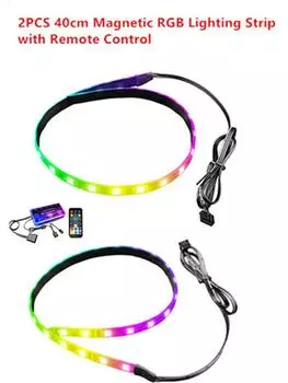 2 шт. 40 см Магнитная RGB-лента с 5V 3Pin ARGB Пульт дистанционного управления для корпусов ПК Синхронизация с материнской платой Ритм музыки