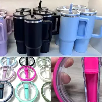 2 шт. 40 унций, новая крышка для стакана с резьбовой всасывающей насадкой, сменная крышка для стакана с роликовой трубочкой, брызгозащитная крышка, доступная в нескольких цветах чёрный