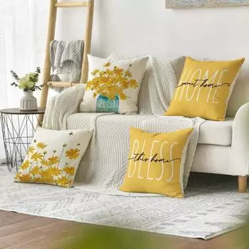 2 шт. 45x45 см летние наволочки водонепроницаемые подушки-маргаритки желтые уличные украшения праздничные наволочки в виде пчелы украшения для крыльца домашний диван диван