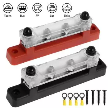 2 шт. 4-канальный распределительный блок клемм аккумулятора 150 А 48 В, блок распределения питания с крышкой, клеммные шпильки M6, шинный блок