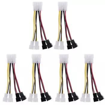 2 шт. 4-контактный на 3-контактный разъем кабеля питания вентилятора 12 В*2 / 5 В*2 DE