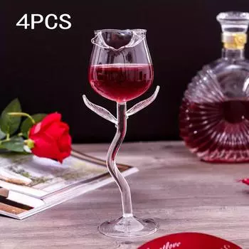 2 шт./4 шт., бокал для вина, чашка для красного вина, чашка с цветком, чашка для коктейля с розой, посуда для напитков для ресторанов, кафе, баров 2pcs