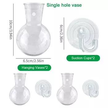2 шт./4 шт. Настенный аквариум с присосками, для садоводства на открытом воздухе, прозрачная подвесная ваза для дома, диаметр 6,5 см