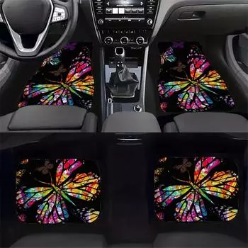 2 шт./4 шт. универсальные красочные водонепроницаемые коврики с принтом бабочки для передних и задних сидений автомобиля, аксессуары для украшения автомобиля 2PCS Front