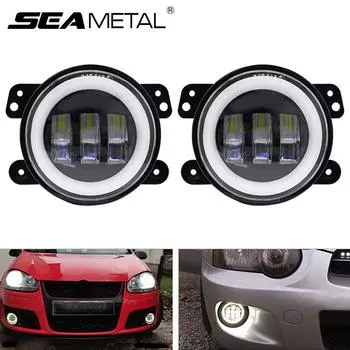 2 шт. 4 светодиодные ступенчатые противотуманные фары, белые дневные ходовые огни, указатель поворота, янтарная стрелка, Jeep Wrangler JK LJ TJ Dodge Chrysler Travel Universal 2pcs
