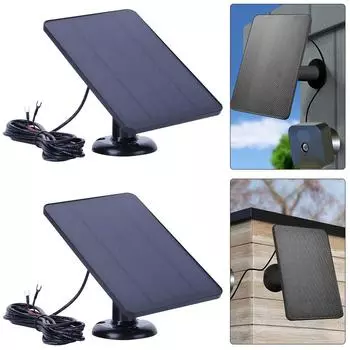 2 шт. 4 Вт 5 В солнечное зарядное устройство для аккумулятора водонепроницаемое для Ring Video Doorbell 4 (черный)