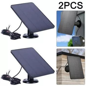 2 шт. 4 Вт 5 В солнечное зарядное устройство для аккумулятора водонепроницаемое для Ring Video Doorbell 4 (черный)