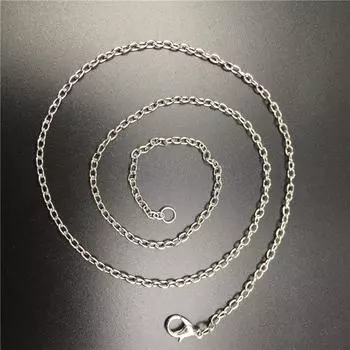 2 шт. 50 см ожерелья-цепочки для мужчин и женщин DIY ювелирные изделия кулон соответствующие серебряный