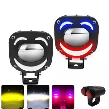 2 шт., 50 Вт, светодиодный прожектор для мотоцикла, дополнительные светодиодные фары, рабочие противотуманные фары, 3 режима, светодиодные линзы, дополнительные фары дальнего/ближнего света разноцветный