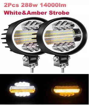 2 шт. 5 144 Вт 7000 лм 6500K и 3000K светодиодные блоки внедорожная светодиодная балка точечный заливной комбинированный овальный янтарный рабочий свет противотуманные фары