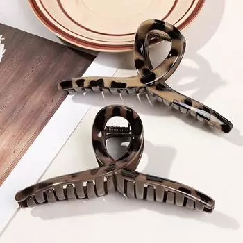 2 шт. 5,1 дюйма Заколки-крабы для волос с леопардовым принтом для женщин и девочек, Сильная фиксация, Заколка для хвостика, Коричневые заколки для тонких волос