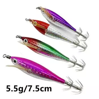 2 шт. 5,5G лазерная светящаяся плавающая горизонтальная деревянная креветка Egi приманка кальмар джиггинг креветка крючок осьминог каракатица рыболовные приманки 7.5cm зелёный