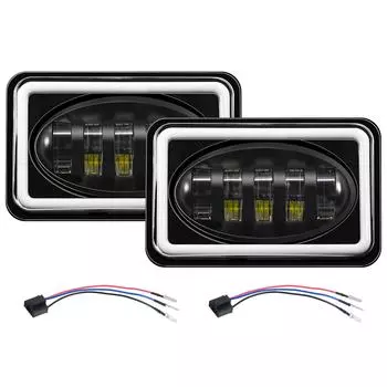 2 шт. 5-дюймовые светодиодные фары, 4x6 прямоугольные фары с дальним и ближним светом, совместимые с указателями поворота DRL