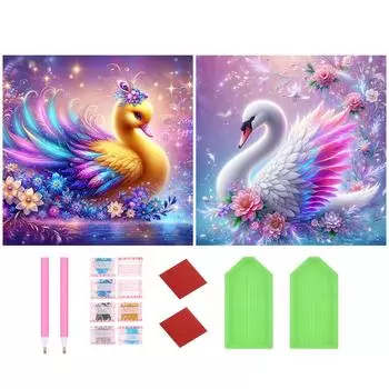 2 шт. 5D DIY полный круглый сверло частичный AB алмазная живопись утка лебедь комплект 45x45см U