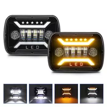 2 шт. 5x7 7x6 светодиодные фары, 7 дюймов H6054 светодиодные прямоугольные фары с дальним ближним светом DRL поворотники 1 Piece чёрный