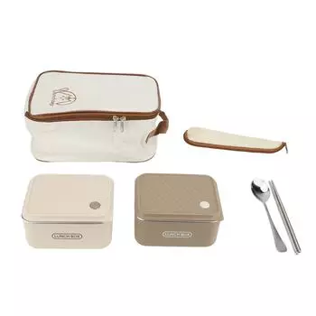 2 шт. 600 мл контейнер для ланча с палочками для еды ложка сумка хаки бежевый герметичный изолированный нержавеющая сталь 304