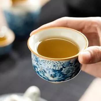 2 шт. 65 мл керамический чайный сервиз Ruyao, маленькая чайная чашка, одинарная чашка, сине-белая фарфоровая чашка, личная чашка Chazhan, чаша