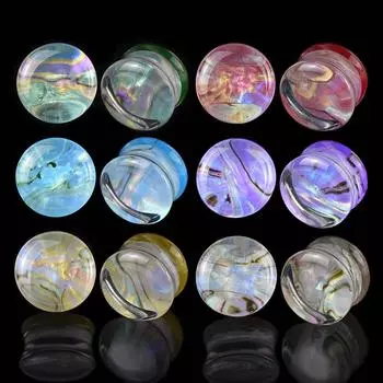 2 шт. 6-50 мм разноцветные ушные пробки, туннели, датчики, носилки для ушей, двойные расклешенные вилки, украшения для тела для женщин и мужчин 6mm жёлтый