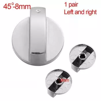 2 шт. 6 мм/8 мм газовая плита, серебряный сплав цинка, металлический поворотный переключатель, ручки управления плитой, кухонный инструмент 0-8mm