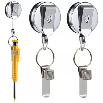 2 шт. 70 см выдвижной держатель для ручки с кольцом для ключей, зажим для ремня, эластичная пружинная сталь, металлический зажим для карандашей для медсестер, плотников