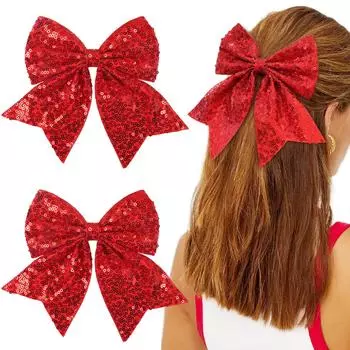 2 шт. 7-дюймовые радужные блестящие большие заколки-крокодилы для волос для девочек, банты для чирлидинга, заколки для волос, женские подростковые аксессуары для волос