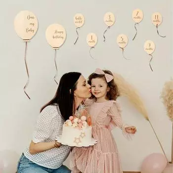 2 шт/7 шт детские деревянные воздушные шары Milestone 1-12 число месяц открытка новорожденный мальчик девочка реквизит для фотосессии украшение на день рождения