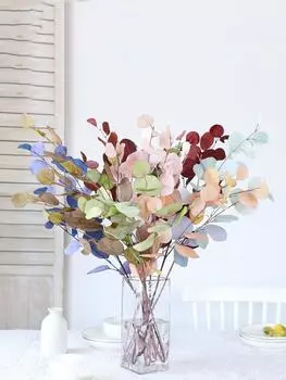 2 шт. 87 см осеннее искусственное растение, искусственные листья эвкалипта, длинная ветка, шелковые цветы, искусственные растения для свадьбы, дома, украшения стены, вечеринки розовый