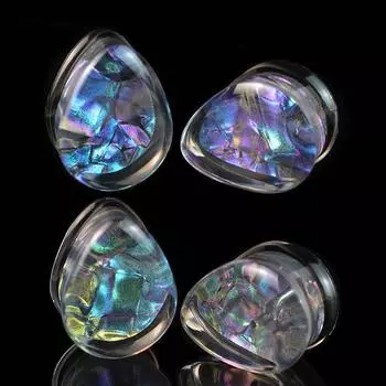 2 шт. 8-50 мм, разноцветные каплевидные ушные манометры, туннели, двойная расклешенная вилка, растягиватель для ушей, расширитель, ювелирные изделия для пирсинга для женщин и мужчин 8mm синий