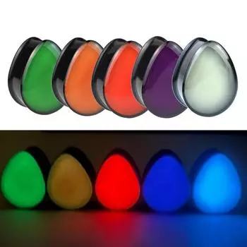 2 шт. 8-50 мм светящиеся в темноте каплевидные беруши туннели калибры растягиватели ушей двойные расклешенные заглушки украшения для тела для женщин и мужчин 8mm фиолетовый