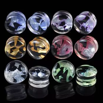 2 шт. 8-50 мм ушные пробки-тоннели калибры акриловые ухо растягиватели двойной расклешенный заглушка пирсинг украшения для тела для женщин мужчин 8mm жёлтый