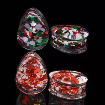 2 шт. 8-50 мм Веселые рождественские каплевидные беруши-тоннели калибры акриловые растягиватели ушей двойные расклешенные беруши украшения для тела 8mm красный