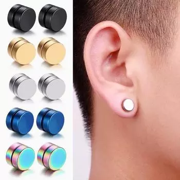 2 шт. 8 мм титановые серьги из нержавеющей стали с сильным магнитом и непирсингом, магнитные в стиле панк чёрный