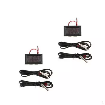 2 шт., 8 В, точный двойной дисплей ( цвет ) Цифровой измеритель температуры NTC Металлический зонд для 55 ~ 120