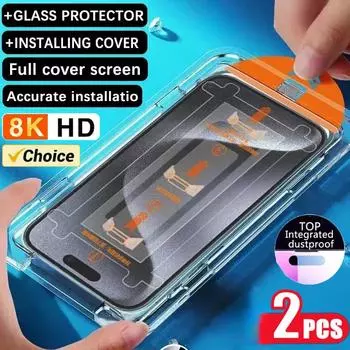 2 шт. 8K олеофобное покрытие, защитная пленка для установки без пыли для iPhone 13 11 12 14 Pro Max Mini X XR 15, антишпионское стекло iphone 11 чистый