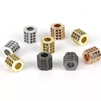 2 шт. 8x8 мм модные ретро циркониевые геометрические цилиндрические бусины для изготовления аксессуаров DIY золотой