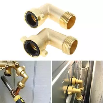 2 шт., 90-градусные локтевые соединители для садового шланга, 3/4 дюйма, адаптер для сверхмощного шланга с 4 уплотнительными кольцами, твердый латунный соединитель на гибкой шее