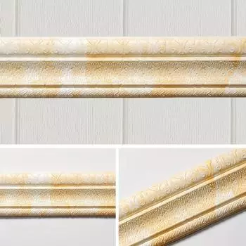 2 шт. 90 X 3 самоклеящиеся гибкие пенопластовые вставки для 3D-склеивания декоративных настенных бордюров для дома, офиса бежевый