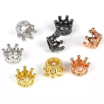 2 шт. 9x7 мм микро проложить кубический цирконий Корона Шарм-разделительные бусины для женщин мужчин изготовления ювелирных изделий золотой