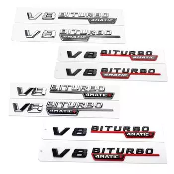 2 шт. ABS автомобильный багажник, украшение на крыло, значок, наклейка для V8 BITURBO 4MATIC TURBO 4MATIC + эмблема GLK GLA CLA белый
