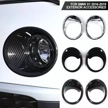 2 шт. ABS углеродного волокна автомобильный Стайлинг передняя противотуманная фара рамка лампа кольцо крышка отделка для BMW X1 F48 2016-2019 автомобильные внешние аксессуары серебряный