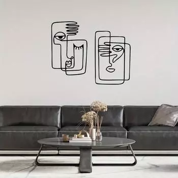 2 шт. Абстрактное настенное искусство в стиле Пикассо с изображением лица из железа в стиле минимализма - современный домашний декор для спальни, гостиной или ванной комнаты. TY7339 разноцветный