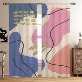 2 шт. абстрактные цветные узорчатые занавески декоративные оконные драпировки для спальни гостиной домашнего декора комнаты 100W130H(CM)40x51in&rod pocket