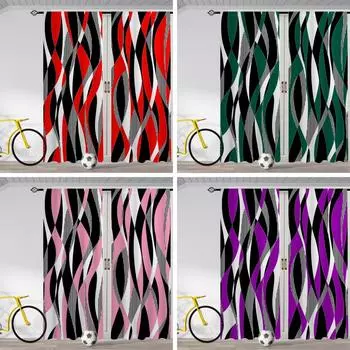 2 шт. абстрактные многоцветные современные простые занавески с принтом полупрозрачные шторы карнизные декоративные шторы для гостиной спальни 2x50W130H(CM)&rod pocket